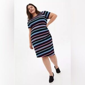 Plus Size 4X Torrid Mini Jersey Striped Dress